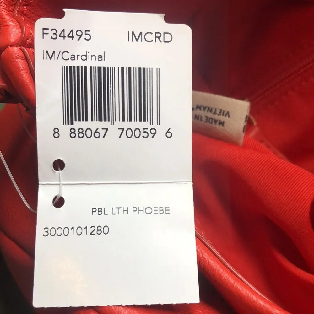 COACH Madison Phoebe Tumbled Cardinal Red Leather 3 Section Shoulder Bag NWT